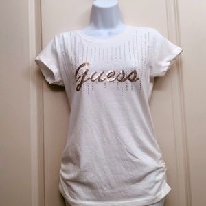 Guess brand, white with rose gold silver bling